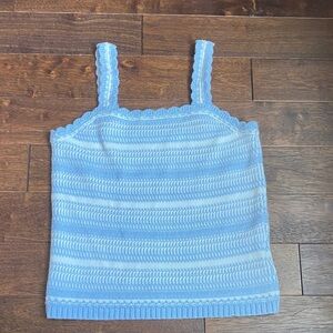 Abercrombie Kids Light Blue and White Knit Tank Top